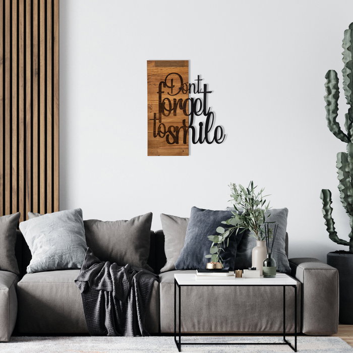 Wallity Dont Forget To Smile Escultura de pared en Negro y Nogal Wallity Dont Forget To Smile Escultura de pared en Negro y Nogal